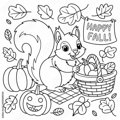  fall outline, fall coloring page, fall coloring, summer coloring, kawaii animal coloring, outline, illustration, cute coloring book cover, cover, cute kids illustration, cartoon cover, cartoon illust