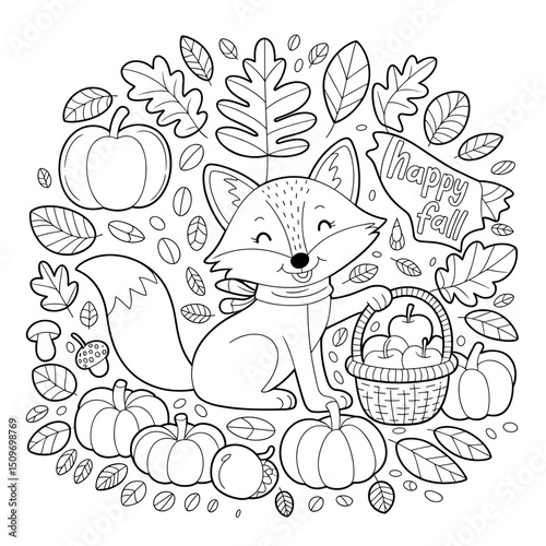 fall outline, fall coloring page, fall coloring, summer coloring, kawaii animal coloring, outline, illustration, cute coloring book cover, cover, cute kids illustration, cartoon cover, cartoon illust