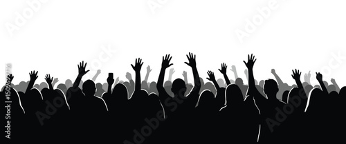 Concert Crowd Silhouette Vector – Party People Illustration