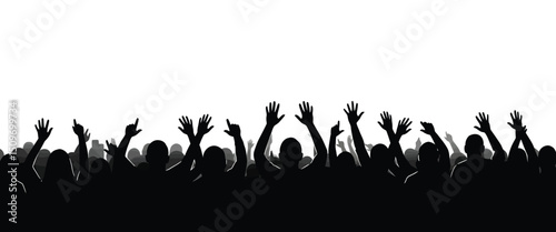 Concert Crowd Silhouette Vector – Party People Illustration