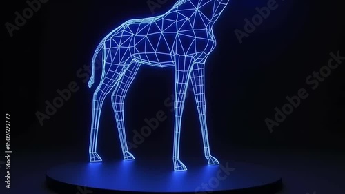 Neon Giraffe Wireframe: A Modern, Abstract Rendering on a Minimalist Platform