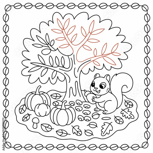  fall outline, fall coloring page, fall coloring, summer coloring, kawaii animal coloring, outline, illustration, cute coloring book cover, cover, cute kids illustration, cartoon cover, cartoon illust