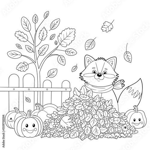  fall outline, fall coloring page, fall coloring, summer coloring, kawaii animal coloring, outline, illustration, cute coloring book cover, cover, cute kids illustration, cartoon cover, cartoon illust