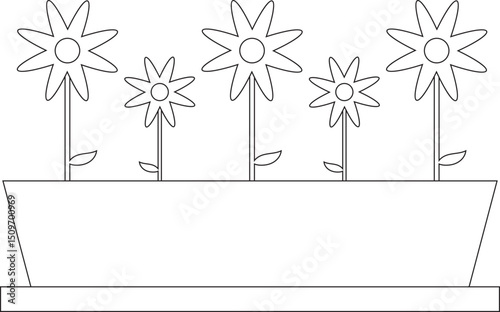 flower pot gardening illustration element outline