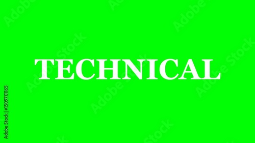 Technical text green screen animated video