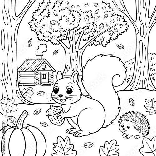 fall outline, fall coloring page, fall coloring, summer coloring, kawaii animal coloring, outline, illustration, cute coloring book cover, cover, cute kids illustration, cartoon cover, cartoon illust