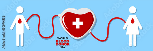 Blood donation illustration concept with blood bag. World blood donor day.