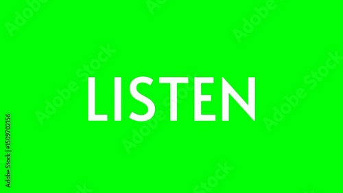 Listen text green screen animated video