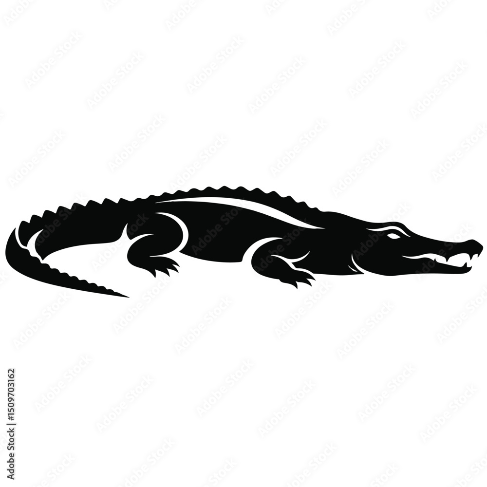 Fototapeta premium A black silhouette of a crocodile with sharp teeth