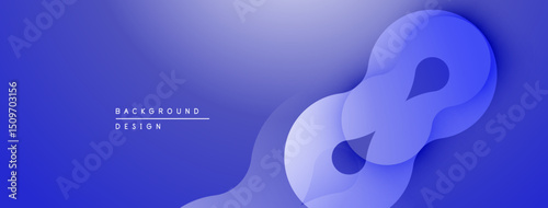 Abstract blue design features flowing layers, creating infinity symbol. Gradient background adds depth, modern aesthetic.