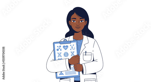 Woman Physician with Health Report: Medical Consultation Concept