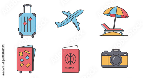 Travel and Vacation Icons Set Vector Illustration  