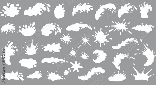 White Milk Splatter Splash Drip Blob Set Collection Vector Graphic Des