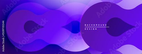 Abstract purple layers create flowing shapes. Gradient hues blend, forming modern background design. Minimalist aesthetic, smooth transitions visible.