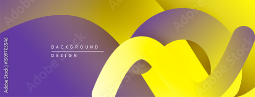 Abstract gradients, flowing shapes, purple, yellow hues create modern background design. Minimalist aesthetic, smooth transitions visible.