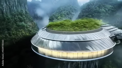 Futuristic Eco Retreat: Sustainable Architecture Nestled in Lush Mountainous Landscape