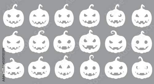 Halloween Pumpkin Faces Jack-o'-lantern Silhouettes Spooky Carved Pump