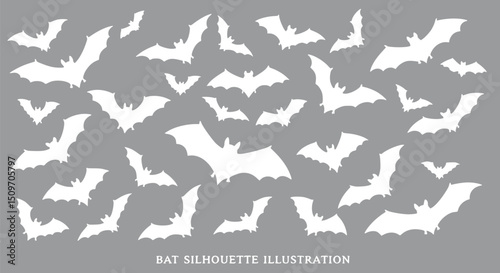 Bat Silhouettes Halloween Bats Flying Bats Illustration Vector Bats Wh