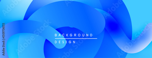 Abstract blue waves create dynamic background. Smooth gradients, flowing shapes suggest movement, modern design aesthetic.