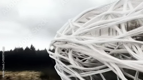 Futuristic Architecture: Unique Building Design on a Grassy Field Under Cloudy Skies