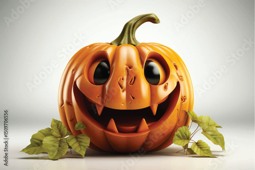 Halloween pumpkin on white background design for Halloween on 31 October.