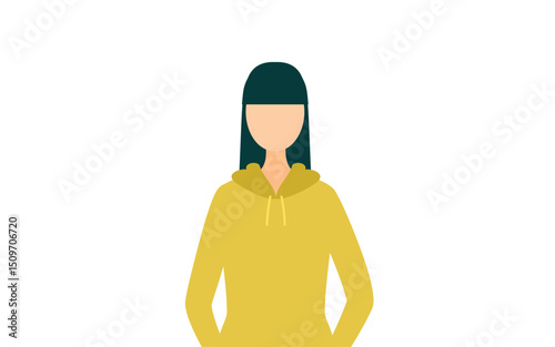 Simple illustration of a woman in a khaki-colored parka