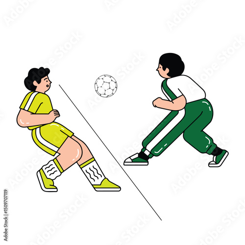 vector of two people playing ball