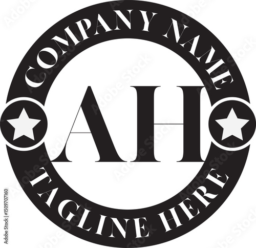 AH Luxury circle Logo Design AB To AZ