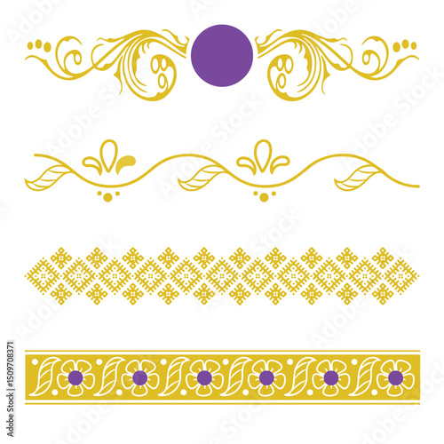 gold batik carving vector