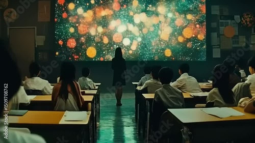 Classroom Dreams: Students Witness a Cosmic Presentation in Traditional Setting