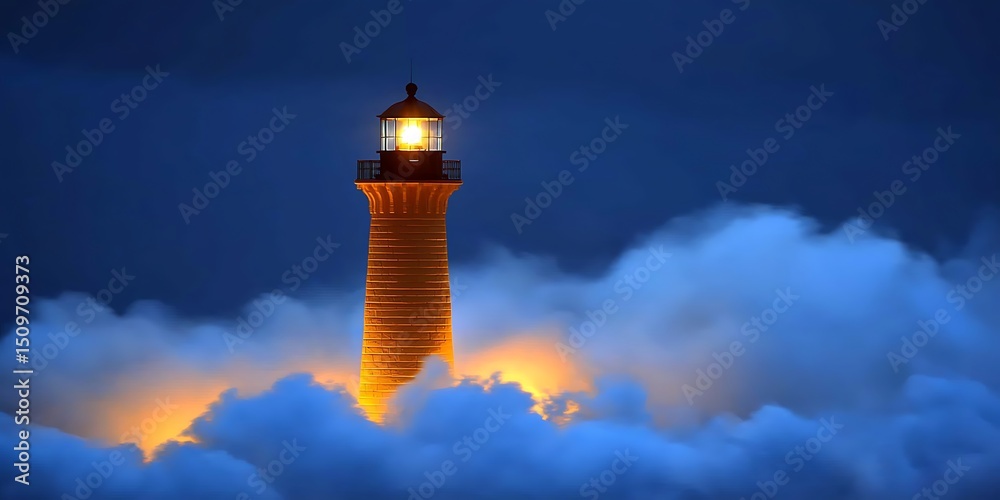 Obraz premium Lighthouse Piercing the Clouds