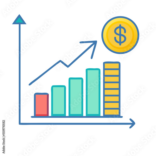 financial growth vector  icon 