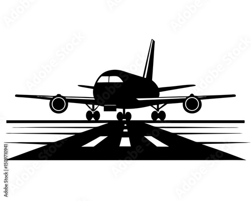 Airplane Runway Silhouette Vector & Aviation Landing Strip SVG Clipart