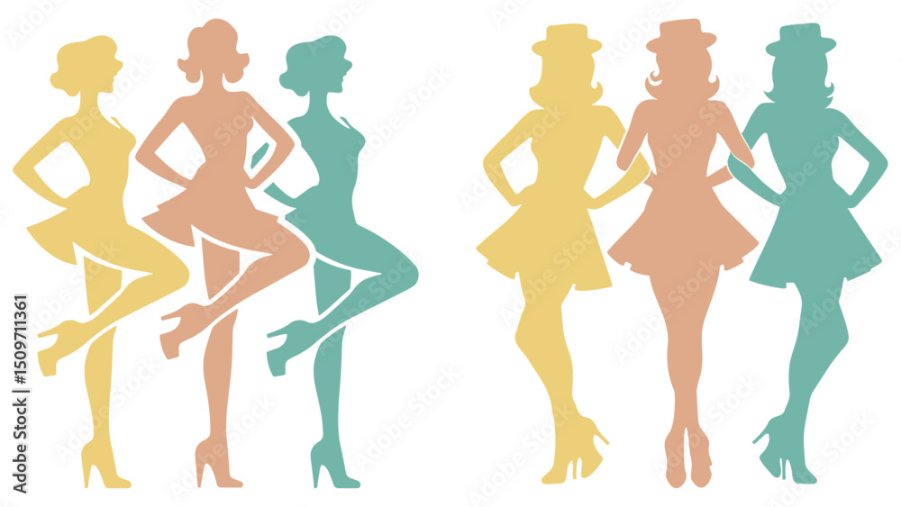Fototapeta premium Cancan Dancers Silhouette.