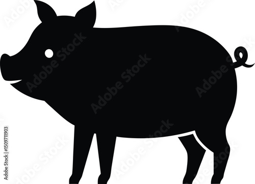 vector illustration of a black pig