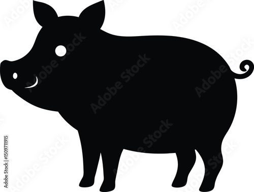 vector illustration of a black pig