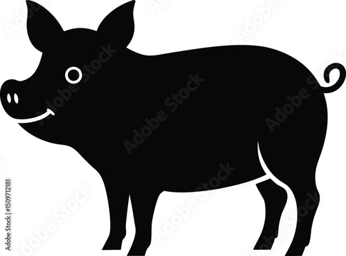vector illustration of a black pig