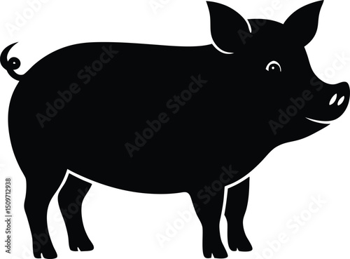 vector illustration of a black pig