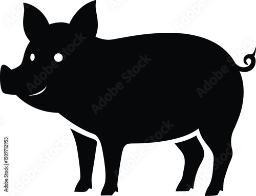 vector illustration of a black pig