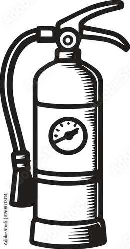 Fire extinguisher silhouette on white background