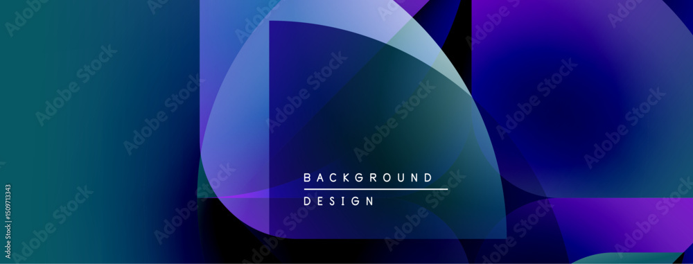 Fototapeta premium Abstract background features vibrant blue, purple gradients. Overlapping shapes create modern design, text reads background design.