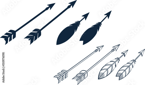 Minimalist Hand Drawn Arrow Set Clean Outline Vector Design