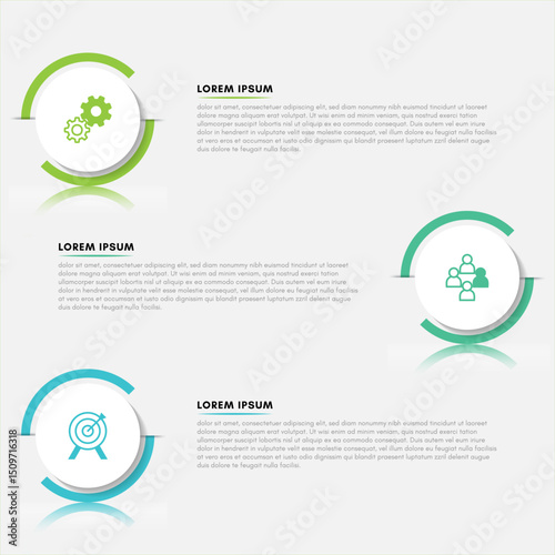 Infographics design template with 3 steps or options, vector illustration.
