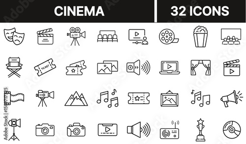 Cinema Icon Representing Movie Theater, Film Entertainment, and Visual Media