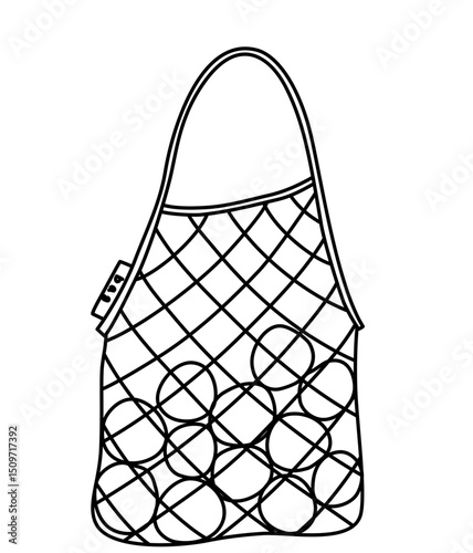 Hand drawn Reusable bag Illustration, Reusable Grocery Bag Full of Food,