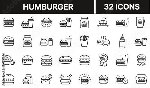 Burger Icon Representing Fast Food, Grilled Sandwich, and Snack Meal