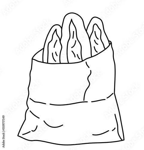 Hand drawn Reusable bag Illustration, Reusable Grocery Bag Full of Food,