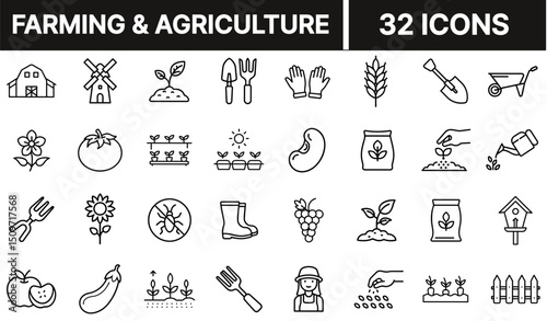 Farming and Agriculture Icon Representing Crop Cultivation and Rural Agricultural Activities