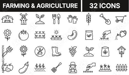 Farming and Agriculture Icon Representing Crop Cultivation and Rural Agricultural Activities