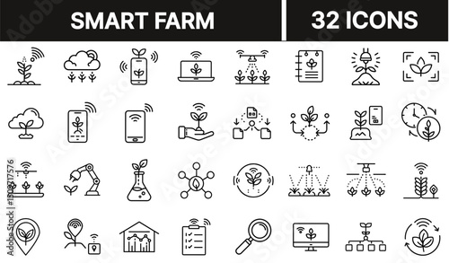 Smart Farm Icon Representing Agricultural Technology and IoT-Based Farming Solutions